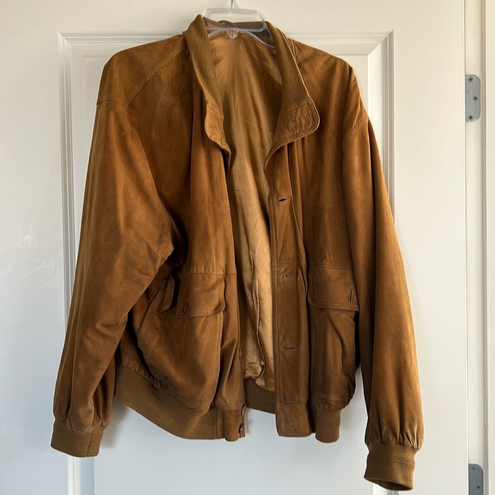 thrifted oversized mens suede jacket